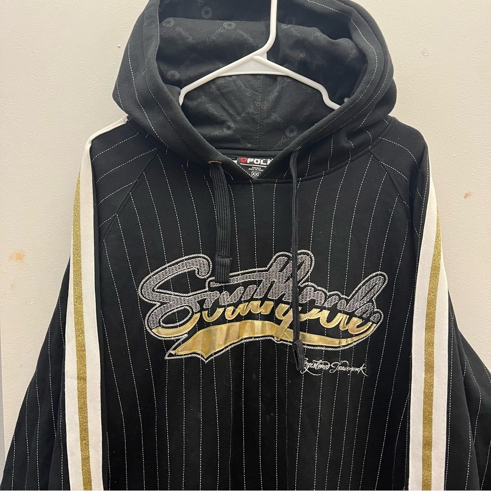 Southpole VTG Y2K Pinstripes Pullover Hoodie Mens Authentic Collection XXL Baggy - Picture 3 of 10